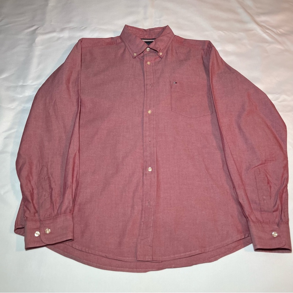 Mens Long Sleeve Tommy Hilfiger Dress Shirt Size Medium